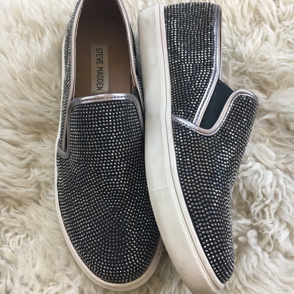 steve madden rhinestone slip ons